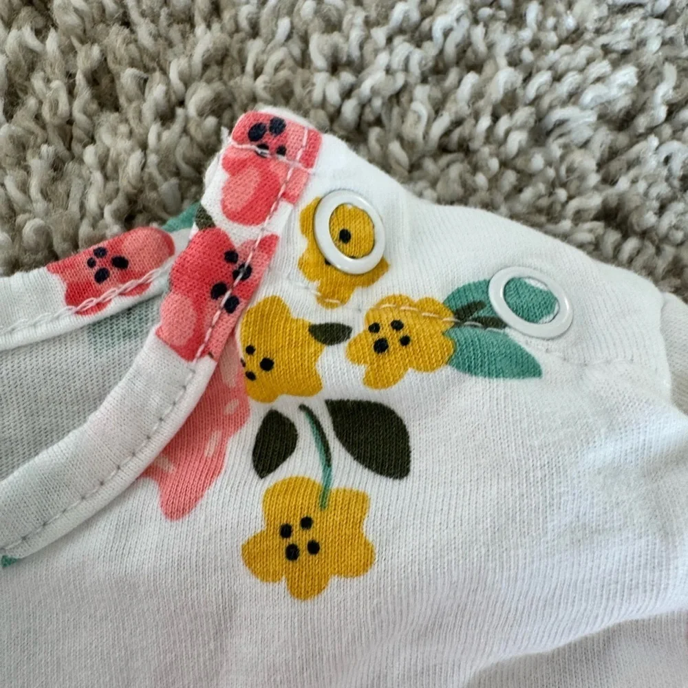 Carter’s Baby Girl Floral Long-Sleeve Ruffle Bodysuit Spring - Size 24 Months